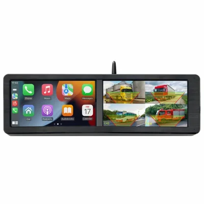 T106 Monitor de 15,6 pulgadas con CarPlay, Cámara de Marcha Atrás Inalámbrica Solar con Imán para Camión y RV - Negro