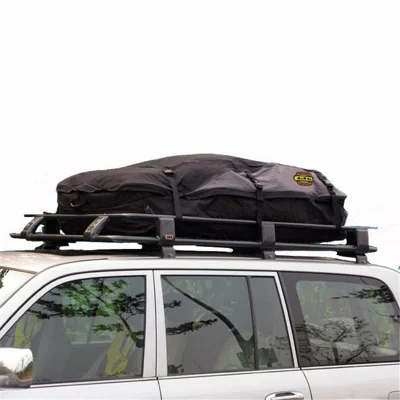 Bolsa de techo para coche tamaño S 105 x 90 x 45 cm, bolsa impermeable y resistente de tela oxford gruesa plegable con correas - Negro