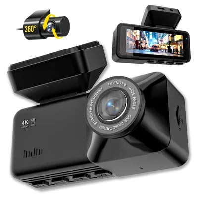Cámara de tablero para coche con grabación 4K delantera y 1K trasera, WiFi, cámara con visión nocturna y ángulo amplio de 170 grados - Negro
