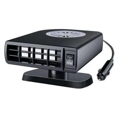9386A Riscaldatore per Auto 12V con Ventilatore, Sbrinatore Rotante a 360 Gradi con Cavo Alimentazione 1,4 m - Nero