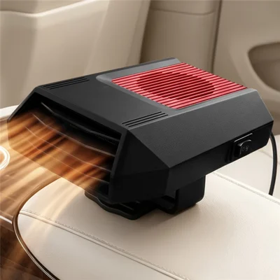 Ventilatore Riscaldatore e Raffreddatore per Auto 12V 120W in ABS con Rotazione a 360° e Inclinazione a 45° - Nero / Rosso