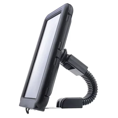 6.8 inch Waterproof Motorcycle Phone Holder PC Touch Screen Case 360 Degree Rotating Rearview Mirror Mount - Black