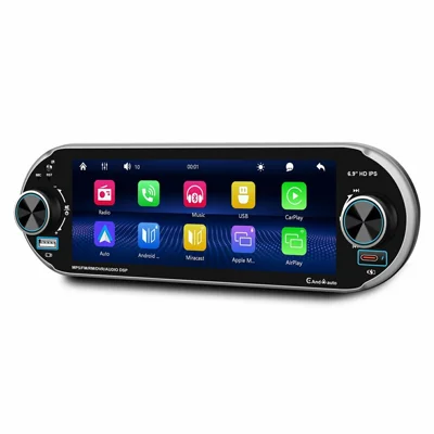 6.9 Inch Single DIN Car Stereo Wireless CarPlay Android Auto Bluetooth-compatible 5.2 Radio - Black