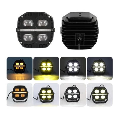 V112 2Pcs 65W LED Spotlight IP67 Waterproof Aluminum Alloy Motorcycle ATV Off-Road Light - Black