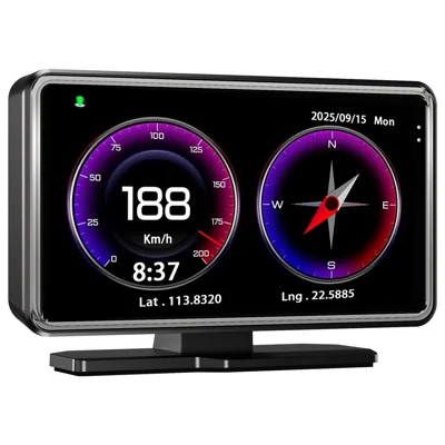 V16 5 Pulgadas HD HUD Cámara de Tablero Velocímetro GPS Visualización de Reproducción de Grabación de Vídeo para Vehículos de 12V - Negro