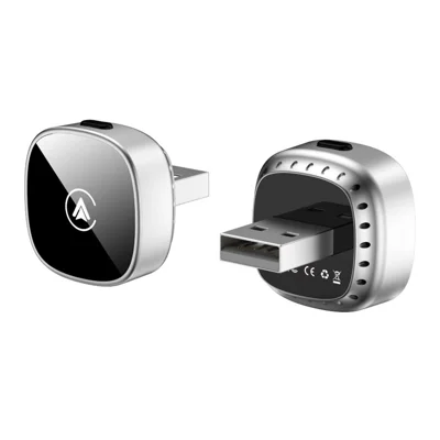 2-in-1 Wireless CarPlay and Android Auto Adapter Plug and Play with One-Touch Switching - Silver