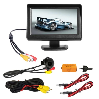 RH-307 Monitor de visualización de video LCD de 4.3 pulgadas con cámara de sombrero de paja (cable AV) Kit de sistema de estacionamiento de vista trasera