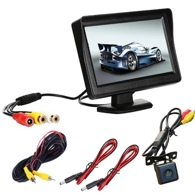 RH-306 Monitor retrovisor de coche con pantalla de 4.3 pulgadas y cámara de visión trasera HD cuadrada (con cable AV)