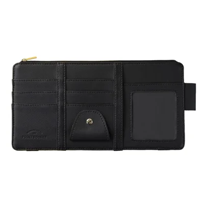 Auto-Sonnenblende Reißverschlusstasche Aufbewahrungstasche Mikrofaserleder Karten Brille Handyhalter Tasche - Schwarz