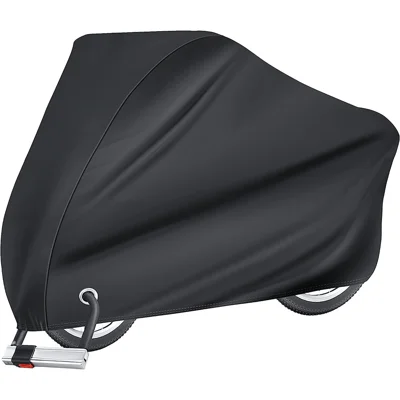 190T Polyester Cloth MTB Bicycle Cover Anti Dust Rain UV Protection Cover Protector with Metal Ring, Size: XL - All Black