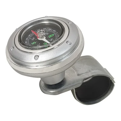 Volante do Carro CARFU Plástico+Ferro Spinner Knob Bússola Auxiliar Controlador de Manobra - Prata