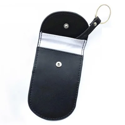 Bolsa Bloqueadora de Sinal da Chave do Carro Antirroubo RFID Couro Genuíno de Vaca Estojo Titular da Chave do Carro