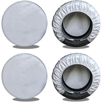 4PCS 101-106CMx40CM Wheel Car SUV Tire Cover Oxford Cloth Sleeve Bag for 40-42 inch Tire - Silver