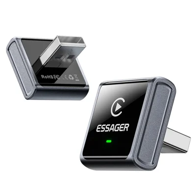 ESSAGER CP027 Wireless CarPlay Adapter Wandelt Kabelgebundenes in Drahtloses Auto-Dongle für iPhone Android – Schwarz