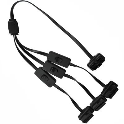 JUNSUNMAY Cable de extensión de 60 cm con 16 pines macho a 3 hembras para diagnóstico de vehículos OBD II, adaptador de cable