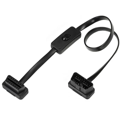 JUNSUNMAY 60cm ELM327 16 Pin OBD II Male to Female Extension Cable with Switch