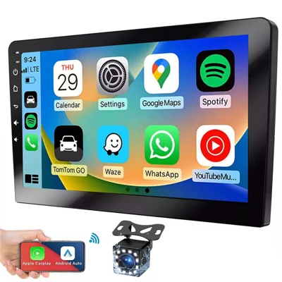 R911B 1+32GB 9 Pollici Android 15 Wireless CarPlay Android Auto Schermo di Navigazione GPS con Telecamera Posteriore a 12 LED