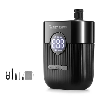 WEST BIKING YP0711201 Electric Air Pump Portable Inflator with Digital Display for Bike / Motorcycle Tires - Black