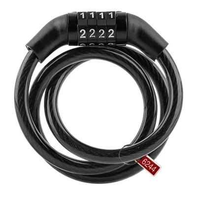 BENGGUO 4-Digit Combination Lock for Bicycle High Strength Steel Cable Anti-Theft Security Lock - Black