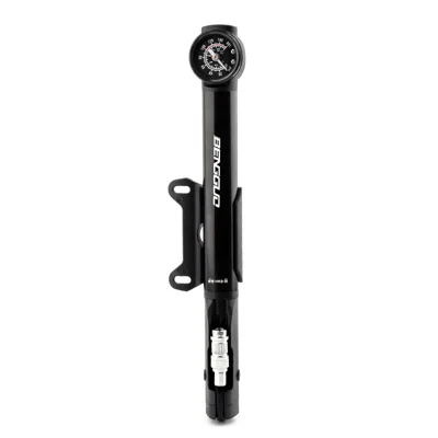 BENGGUO BG-1617 Dual Cylinder Bike Pump Aluminum Alloy Portable Inflator 160PSI with Pressure Gauge, Black