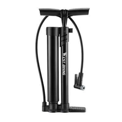 WEST BIKING YP0711199 Dual Tube Bike Pump High Pressure Portable Inflator with Pressure Gauge for Bicycle / E-Bike - Black/Short