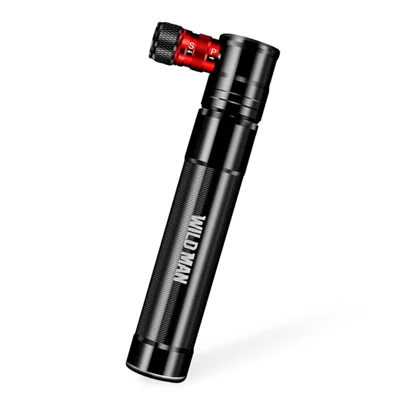 WILD MAN GK8 Portable Bike Pump 100 PSI Aluminum Alloy Mini Hand Pump for Mountain Road Bike Basketball Football - Black