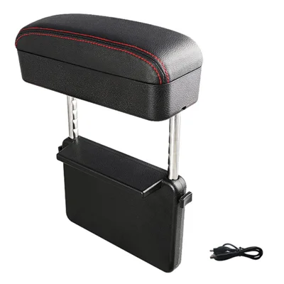 Portaoggetti per Bracciolo Auto, Portaoggetti Centrale con Portaoggetti e Ricarica Wireless - Nero / Rosso