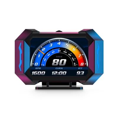 P25 Автомобильный HUD OBD ЖК-дисплей, многофункциональный спидометр с измерением температуры воды, расхода топлива, угломер
