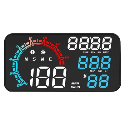 Affichage tête haute universel G11 GPS pour véhicule à huile, carburant, électrique et hybride - Alarme de survitesse et multicolore
