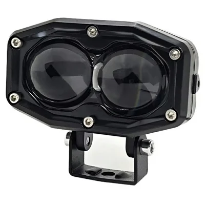 20W Motorcycle LED Headlight 3 Modes IP67 Waterproof Dual Lens Fog Lamp for Off-road ATV Truck - Black