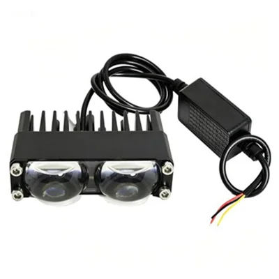 2-LED Car Grille Light IP67 Waterproof 18W Yellow and White Dual Color Auxiliary Lamp for SUV ATV Truck - Black