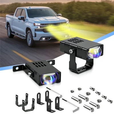 S7 16 W LED Gitterleuchte Scheinwerfer mit Fern- und Abblendlicht Nebelscheinwerfer mit 3 Beleuchtungsmodi für Auto, LKW, SUV, Motorrad – Schwarz