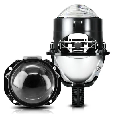 T02 1Pc 2.5 Inch Bi-LED Projector Lens 6000K White Light High Low Beam Anti-Glare Car Headlight - Black