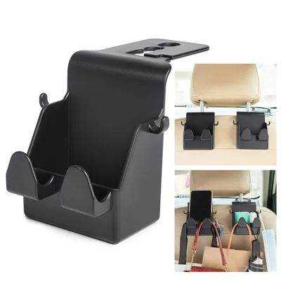 MRLAN LT-889 2 en 1 Gancho para Reposacabezas de Coche Caja de Almacenamiento Organizador Bolsa Teléfono Móvil Bolso Colgante