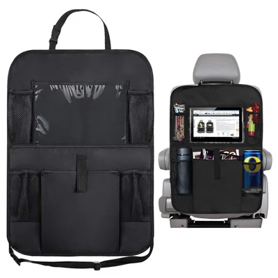 Auto-Aufbewahrungsorganizer Wasserdichter Oxford-Stoff Rücksitzorganizer-Tasche mit klarem, berührbarem Bildschirm-Tablet-Halter für Snacks, Getränke, Spielsachen, Magazine, Auto-Reise-Zubehör