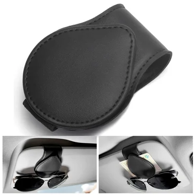 Portable Sunglasses Holder Bill Holder Clip Card Storage Accessories for Car Visor - Black