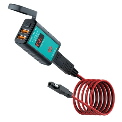 ZH-1422A2 5V 3.4A Dual Usb-anschluss-adapter-sockel-motorradladegerät Schnelles Ladegerät Mit Voltmeteranzeige Und 1m Sae-verlängerungskabel