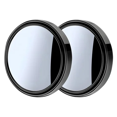 2Pcs Adhesive 360 Degree Blind Spot Car Reversing Aid Rearview Mirror Small Round Mirror - Black