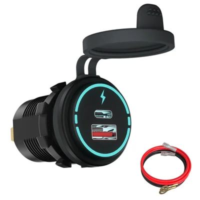WUPP ZH-1786B2 QC3.0 Charger USB+Type-C Socket with Silicone Cap and 60cm Cable