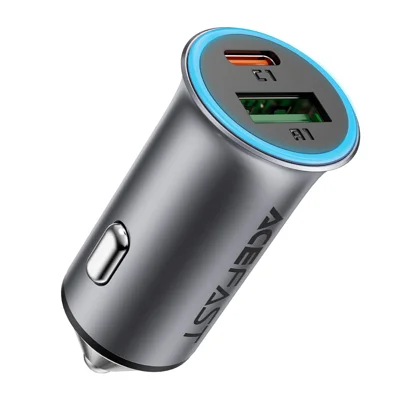 ACEFAST B16 95 W metallbilsladdare dubbelport USB-A + USB-C snabbladdare biladapter cigarettändare