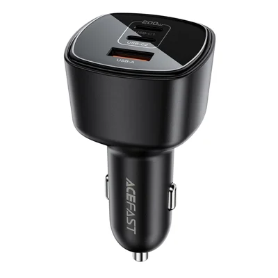 ACEFAST B18 200W biluppladdare Dubbla USB-C + USB-A snabbladdningsadapter för tändningslås