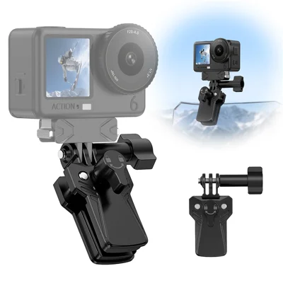 For GoPro Action Camera Motorcycle Windshield Clamp Mount 180 Degree Adjustable Zinc Alloy Camera Holder - Black