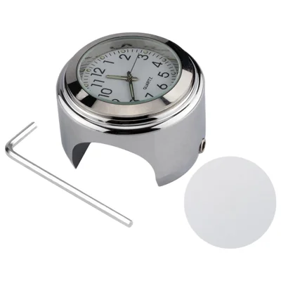 Aluminium-Legierung Motorrad-Fahrradwecker 22-25,4 mm Lenker Leuchtender Wecker / Thermometer - Wecker / Silberschale Weißes Zifferblatt