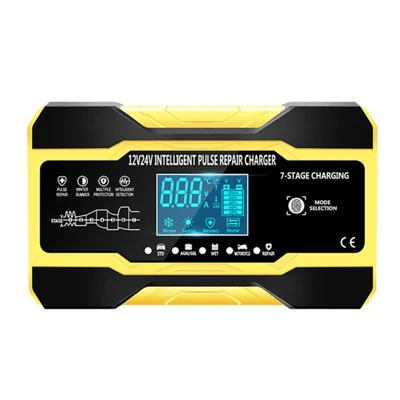 RJTIANYE RJ-C121001A 12V Car Battery Charger 12V10A 24V5A Motorcycle Battery Charger - US Plug / Yellow