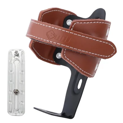 ODI Bike Mount Water Bottle Holder Genuine Cow Leather Bottle Cage, with Traceless Sticker - Brown
