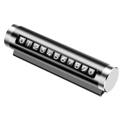 T04 Aluminum Alloy Car Temporary Parking Card Auto Interior Roller Phone Numbers Parking Plate - Black
