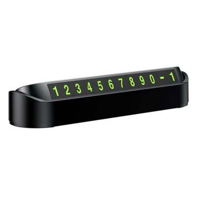 Hidden ABS Car Stop Sign Luminous Phone Number Plate Temporary Parking Card - Black