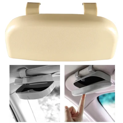 Suporte Magnético para Óculos de Carro com Compartimento de Armazenamento - Bege