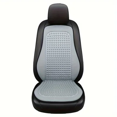Summer Cooling Mat 3D Massage Breathable Ice Silk Universal Car Front Seat Cover + Backrest Pad - Grey