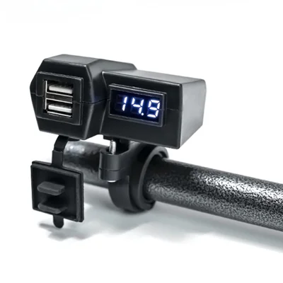 Grochebar de Moto Kaawazono Double Chargeur de Téléphone Mobile USB Electric Motorcycle 2.1A Adaptateur de Charge Rapide Avec Commutateur